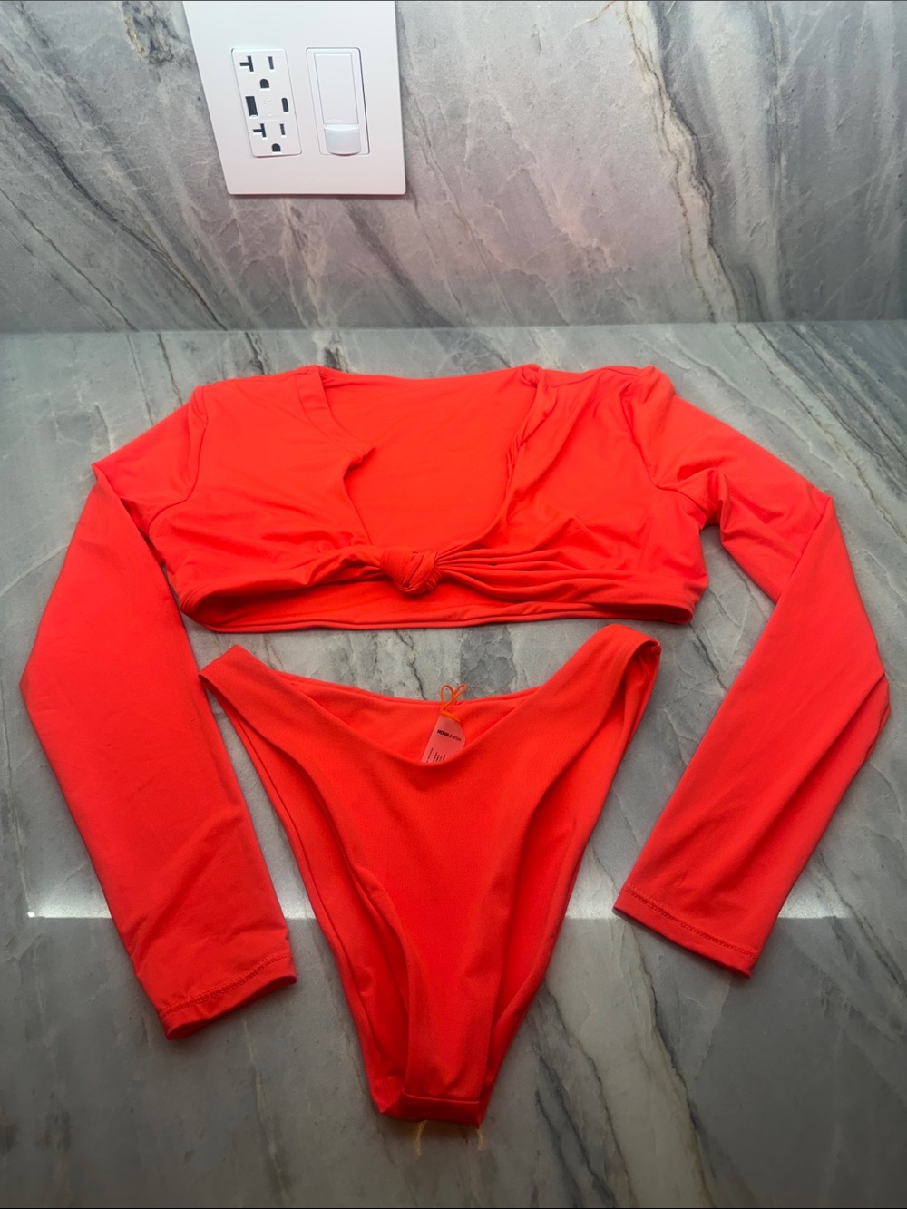 Fashion, nova extra small, bright, orange bikini, long sleeves